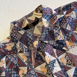 Vintage Sears Western Wear Pearl Snap Short Sleeve Geometric Casual Shirt 16.5 L